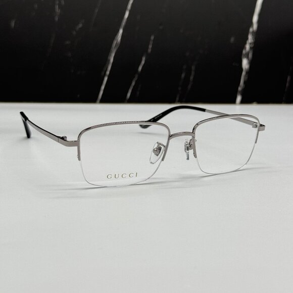 NEW GUCCI GG0863OA 003 SQUARE SILVER METAL EYEGLLASSES GUCCI - Picture 4 of 11